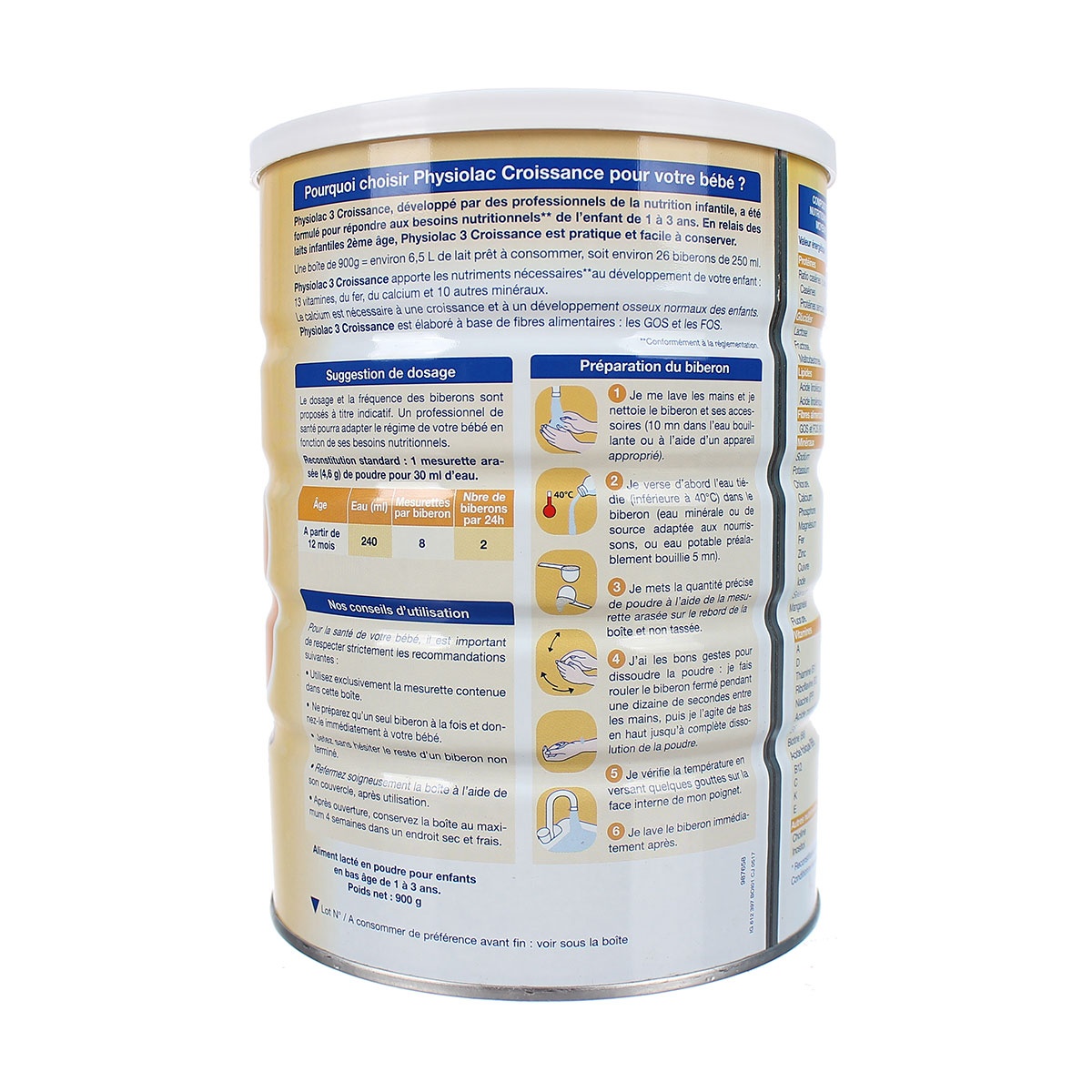 Sữa Physiolac số 3 900g (1 - 3 tuổi) hình 2