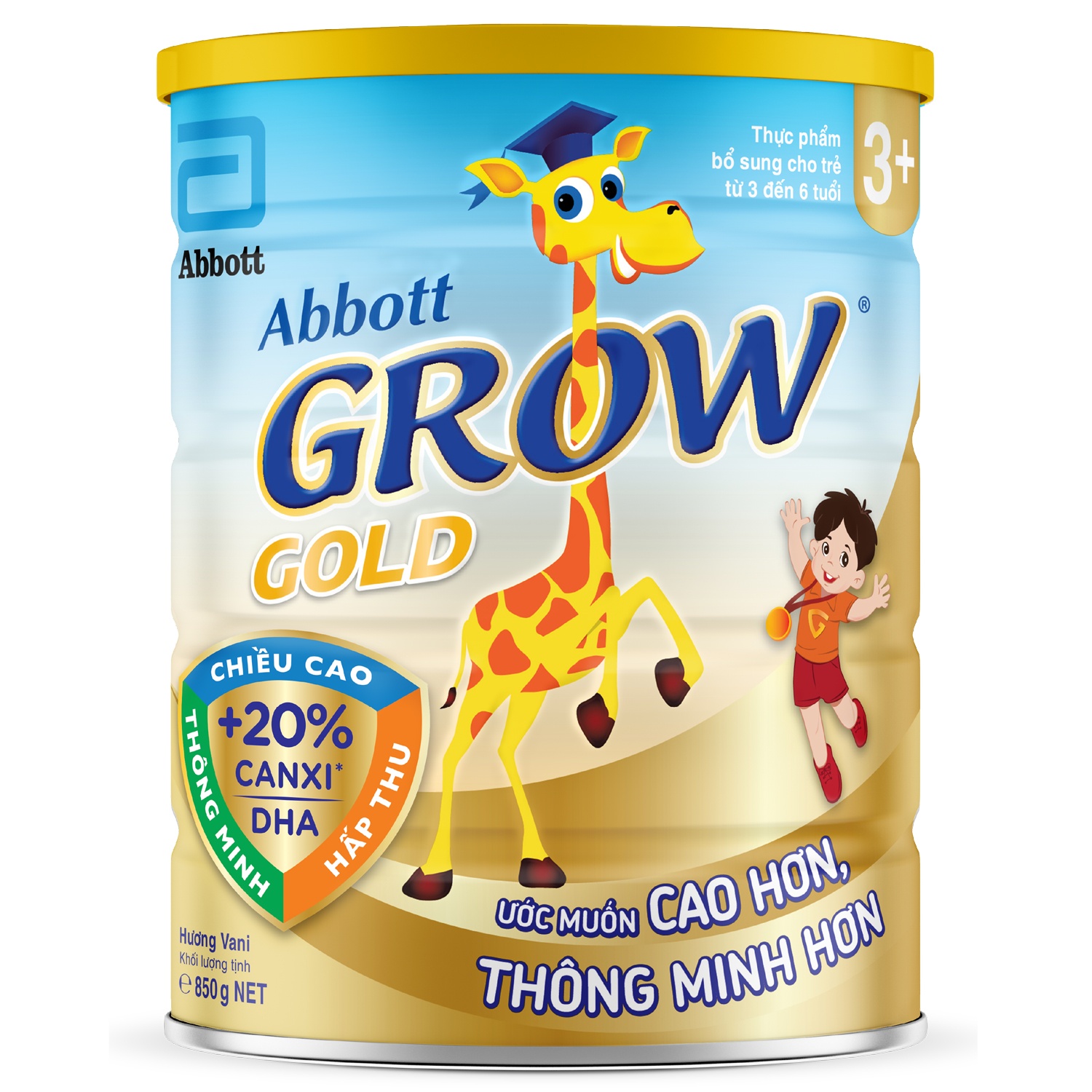 Sữa Abbott Grow Gold 3+ hương Vani 900g/850g (3-6 tuổi) hình 1