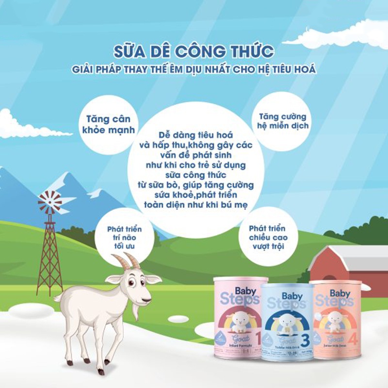 Sữa dê Baby Steps số 1 900g cho bé 0-6 tháng tuổi
