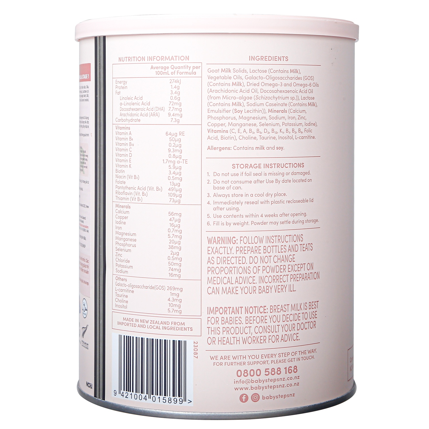 Sữa dê Baby Steps số 1 900g cho bé 0-6 tháng tuổi hình 2