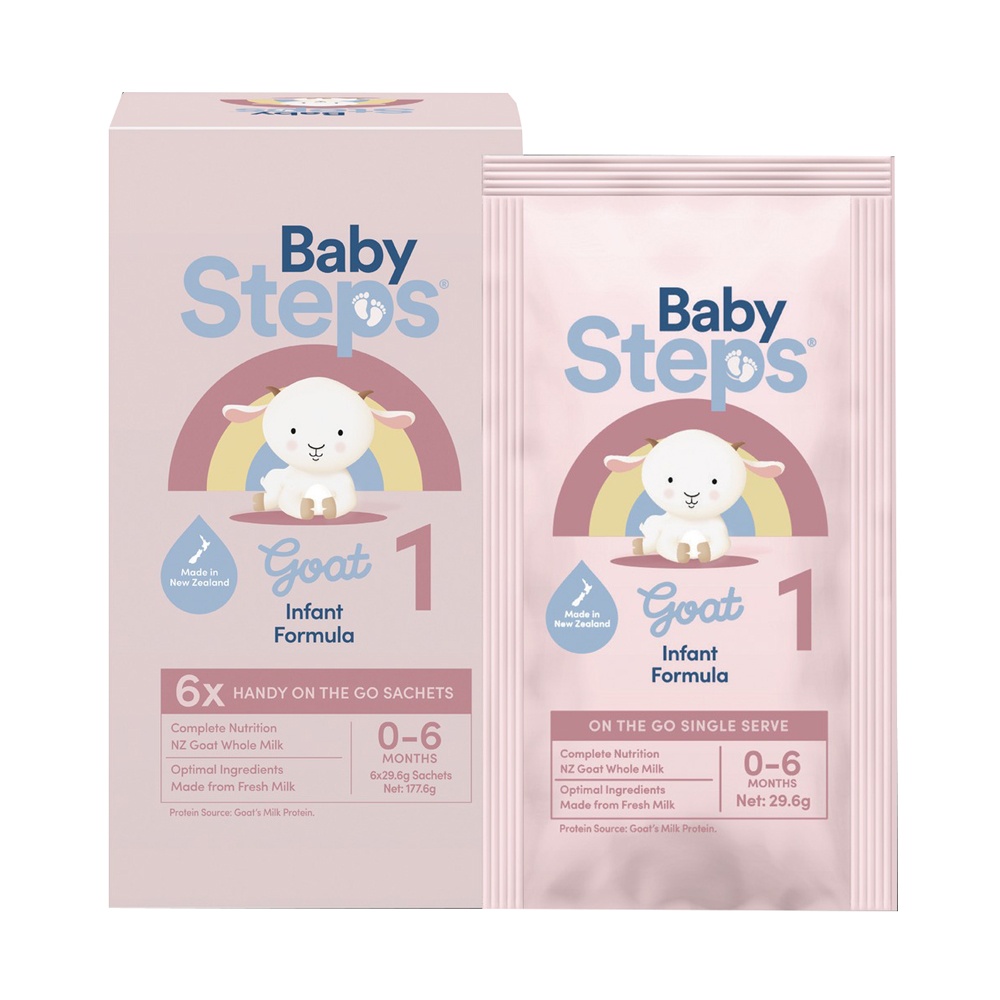 Sữa dê Baby Steps số 1 hộp 6 gói cho bé 0-6 tháng tuổi