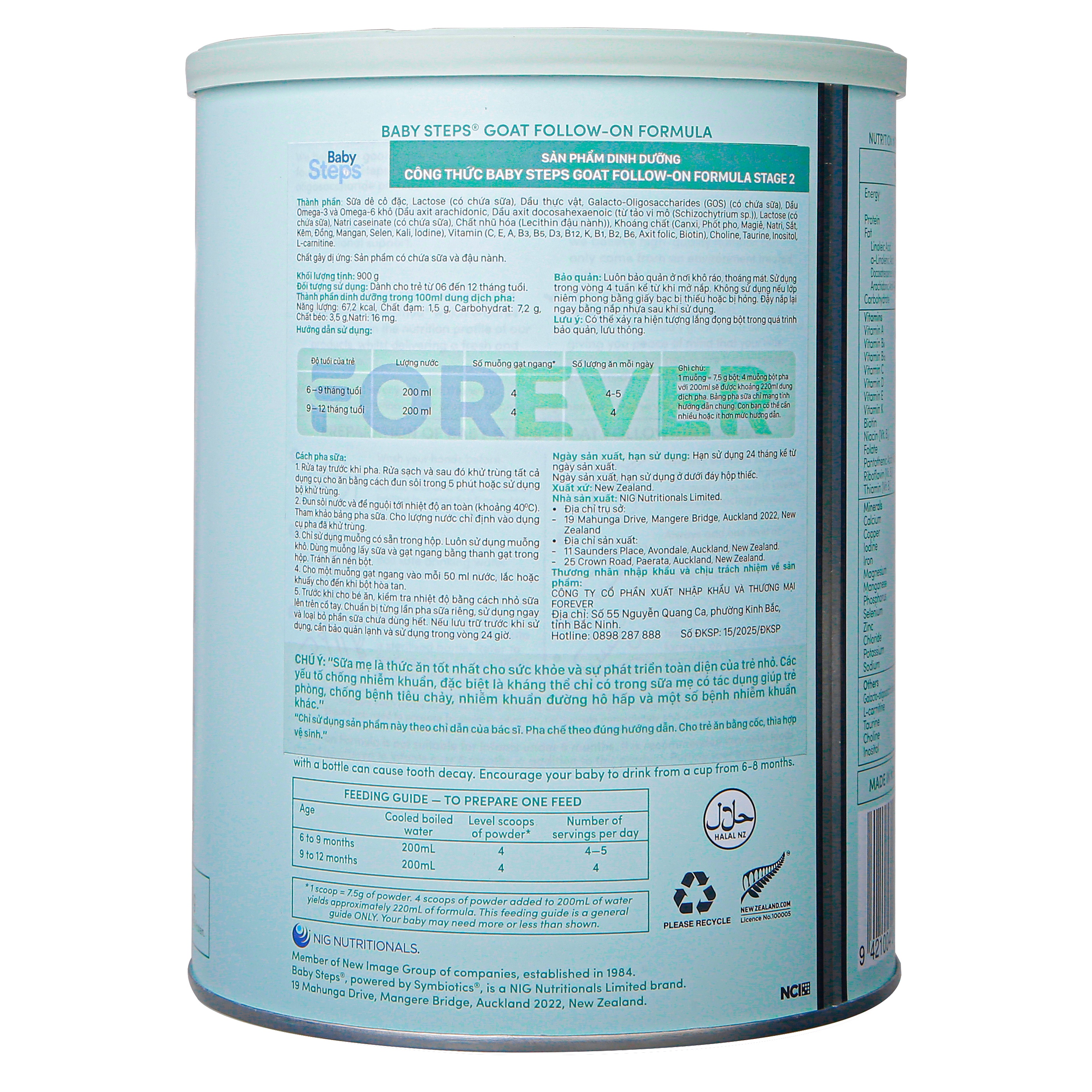 Sữa dê Baby Steps số 2 900g cho bé 6-12 tháng tuổi hình 4