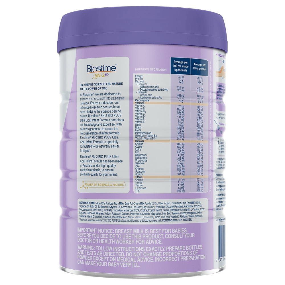 Sữa dê Biostime số 1 SN-2 Bio Plus 800g cho bé 0-6 tháng tuổi hình 2