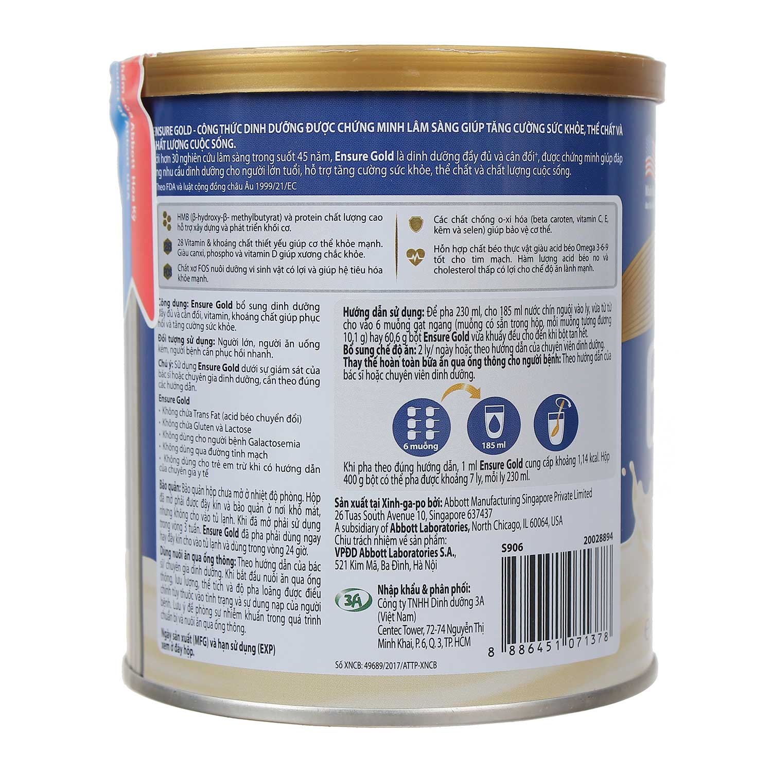 sữa bột Ensure Gold hương vani 400g