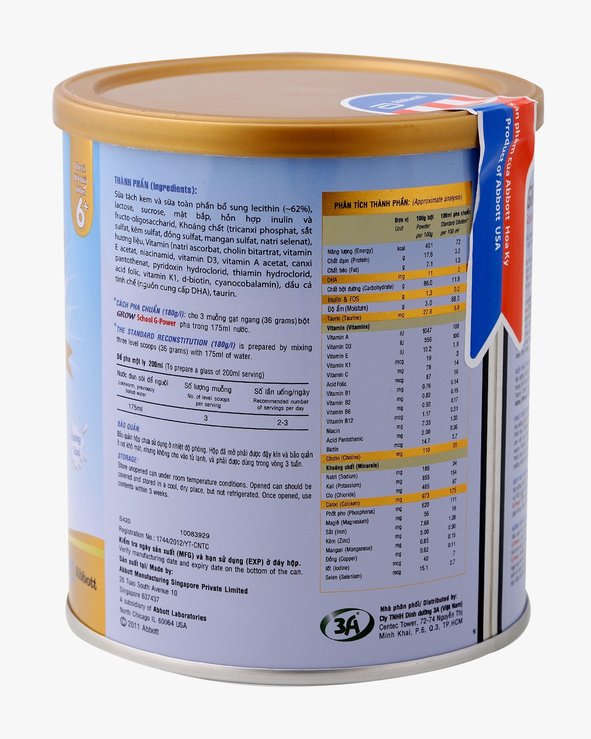 Sữa Abbott Grow Gold 6+ hương vani 900g hình 2