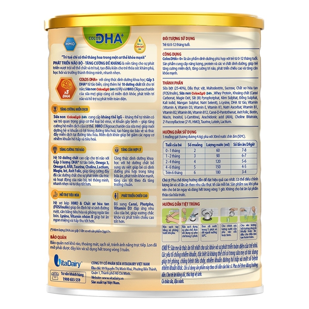 Sữa Colos DHA 0+ 800g cho bé từ 0-12 tháng hình 3