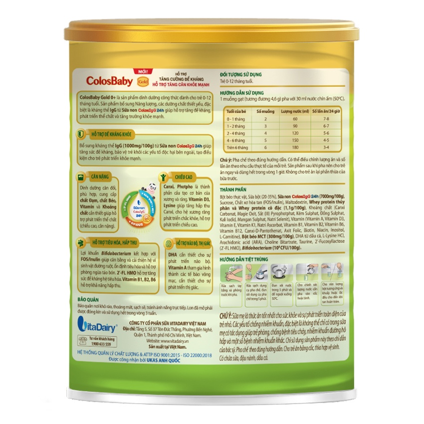 Sữa bột Colosbaby gold 0+ 400g - S (Mẫu mới) hình 3