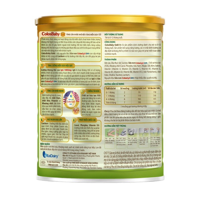 Sữa bột Colosbaby Gold 0+ 800g tăng cường hệ miễn dịch (0-1 tuổi) hình 4