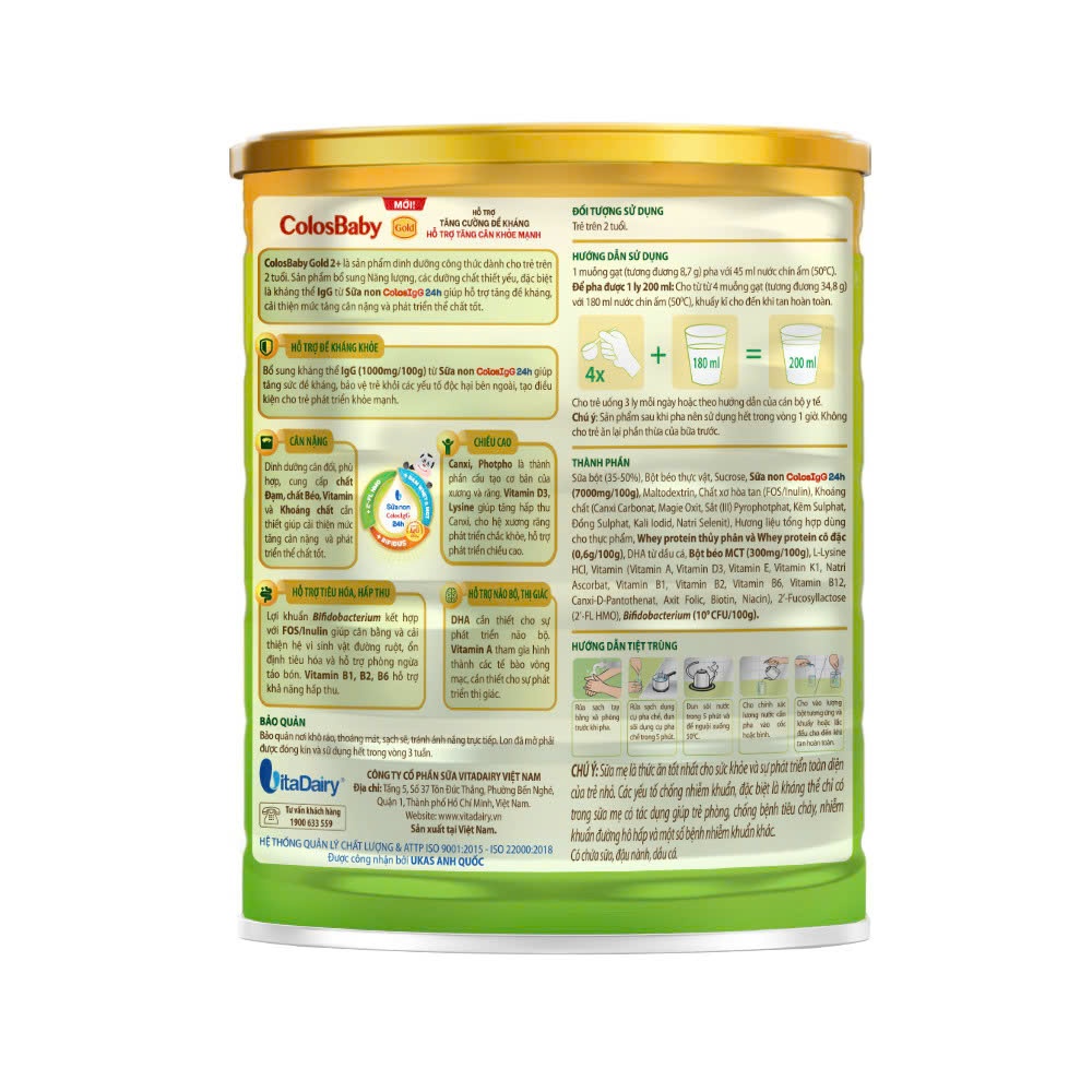 Hướng dẫn pha sữa bột Colosbaby gold 2+ - S