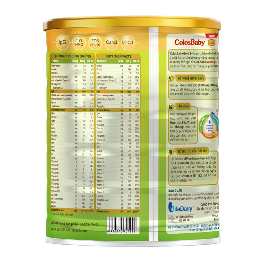 Hướng dẫn pha sữa bột Colosbaby gold 2+ - S