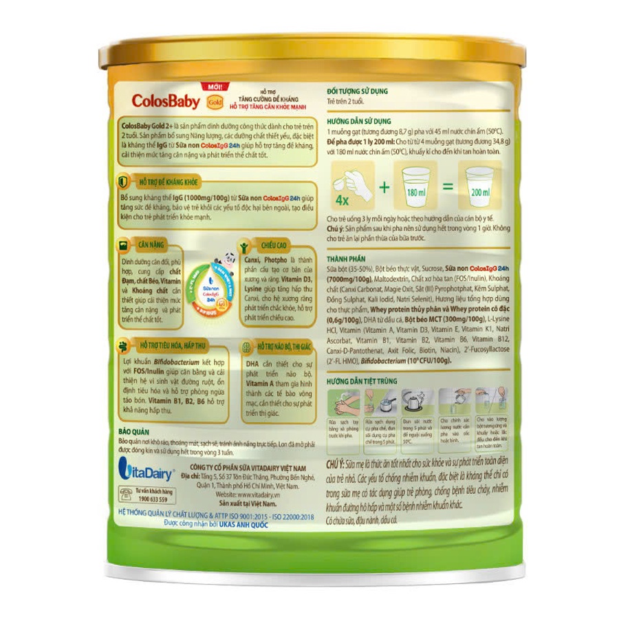 Hướng dẫn pha sữa bột Colosbaby gold 2+ - S