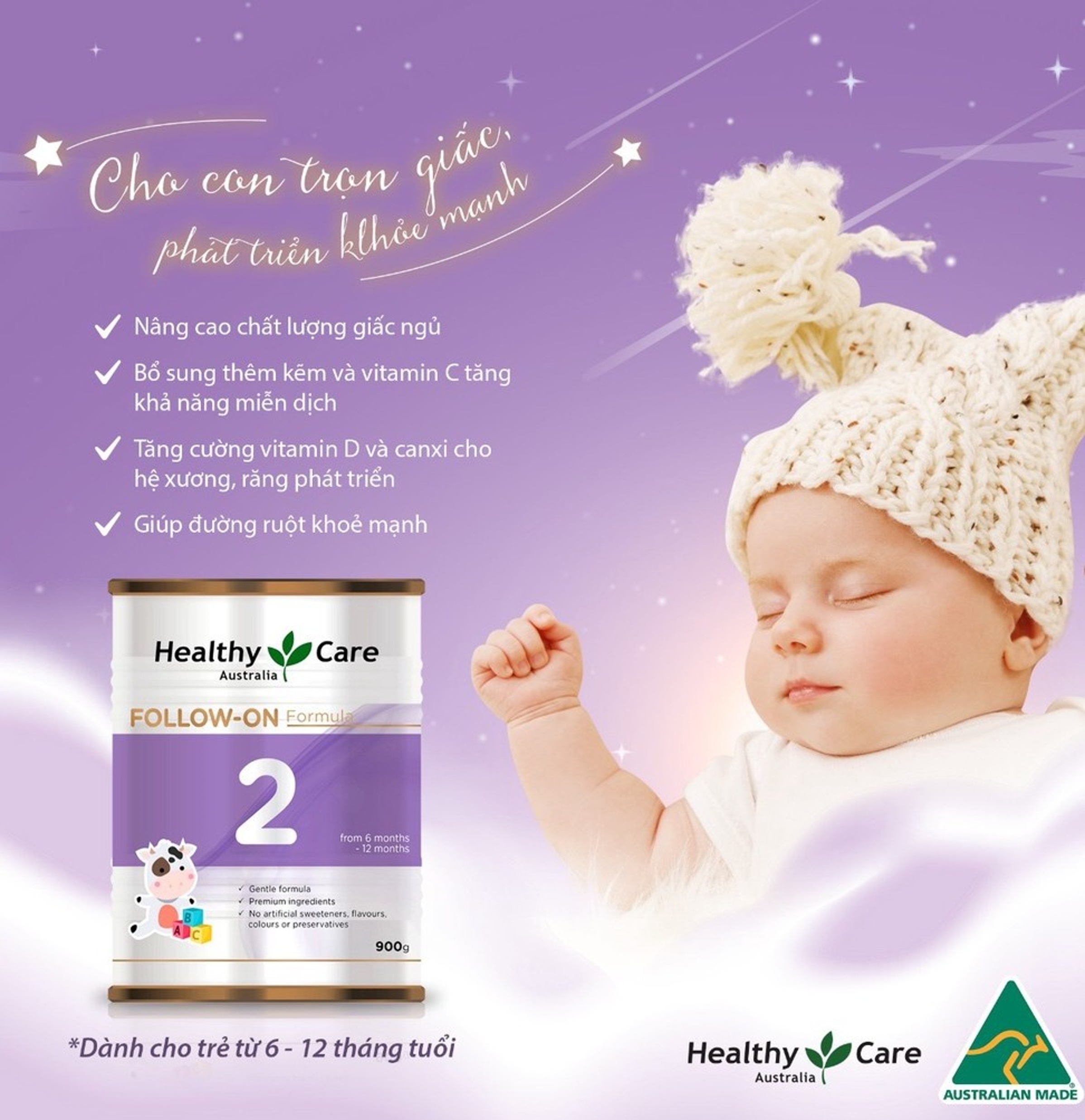 Sữa Healthy Care số 2 (Úc) Follow-On 900g dành cho trẻ 6 - 12 tháng hình 3