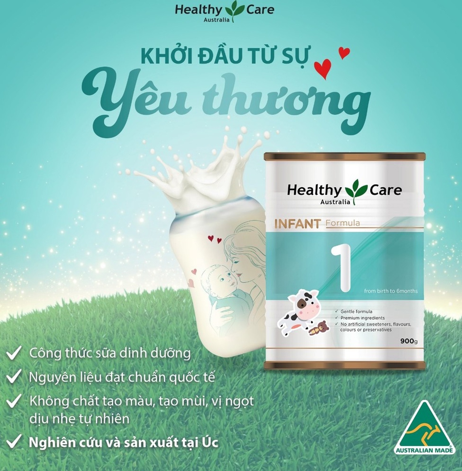 Sữa Healthy Care số 1 (Úc) Infant 900g dành cho trẻ 0 - 6 tháng hình 3
