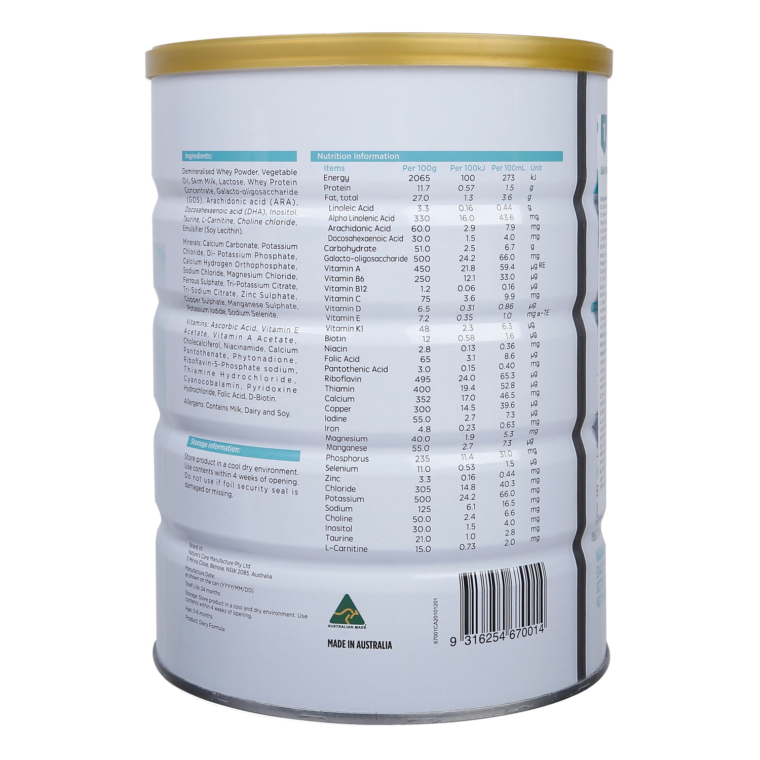 Sữa Healthy Care số 1 (Úc) Infant 900g dành cho trẻ 0 - 6 tháng hình 2