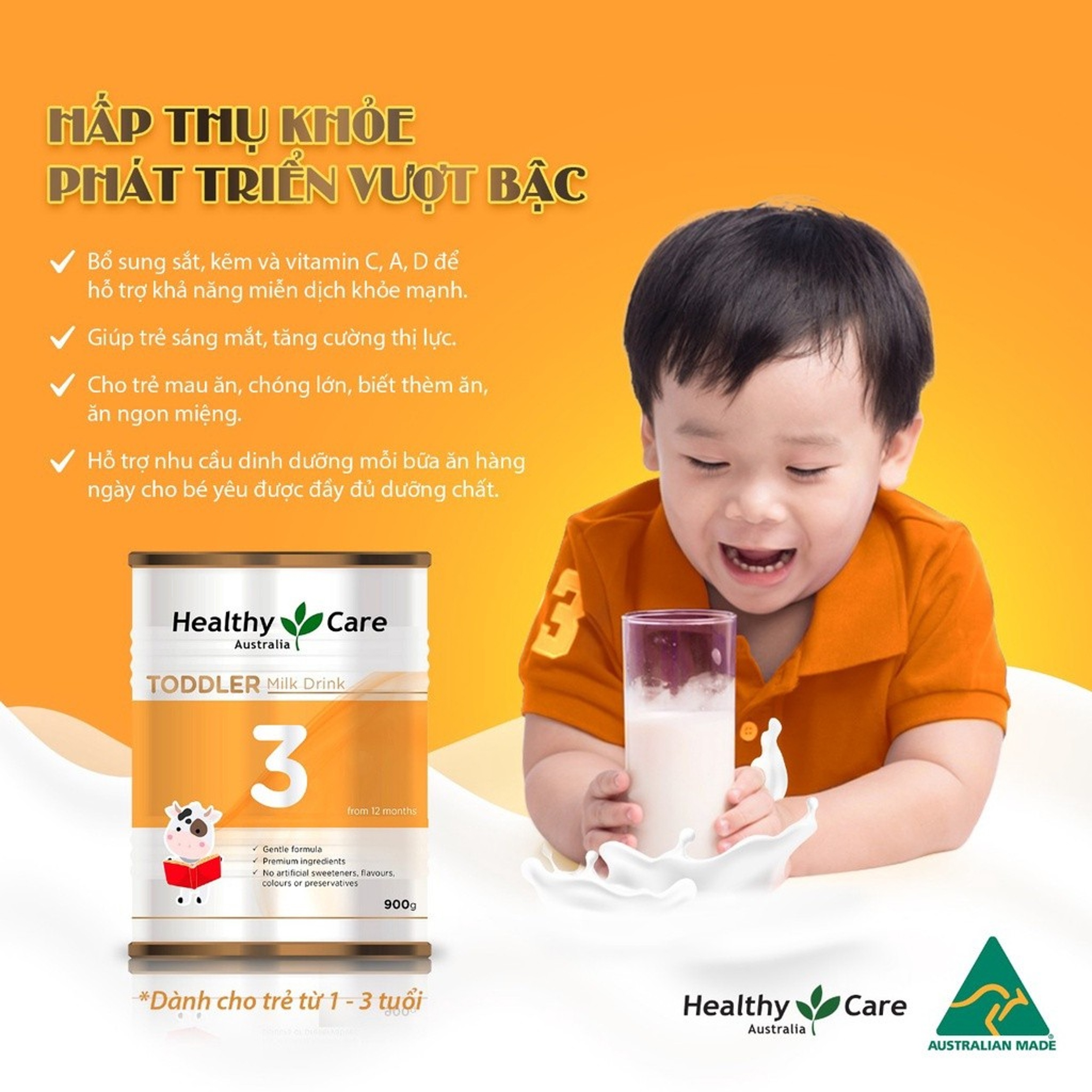 Sữa Healthy Care số 3 (Úc) Toddler 900g dành cho trẻ 1 - 3 tuổi hình 3