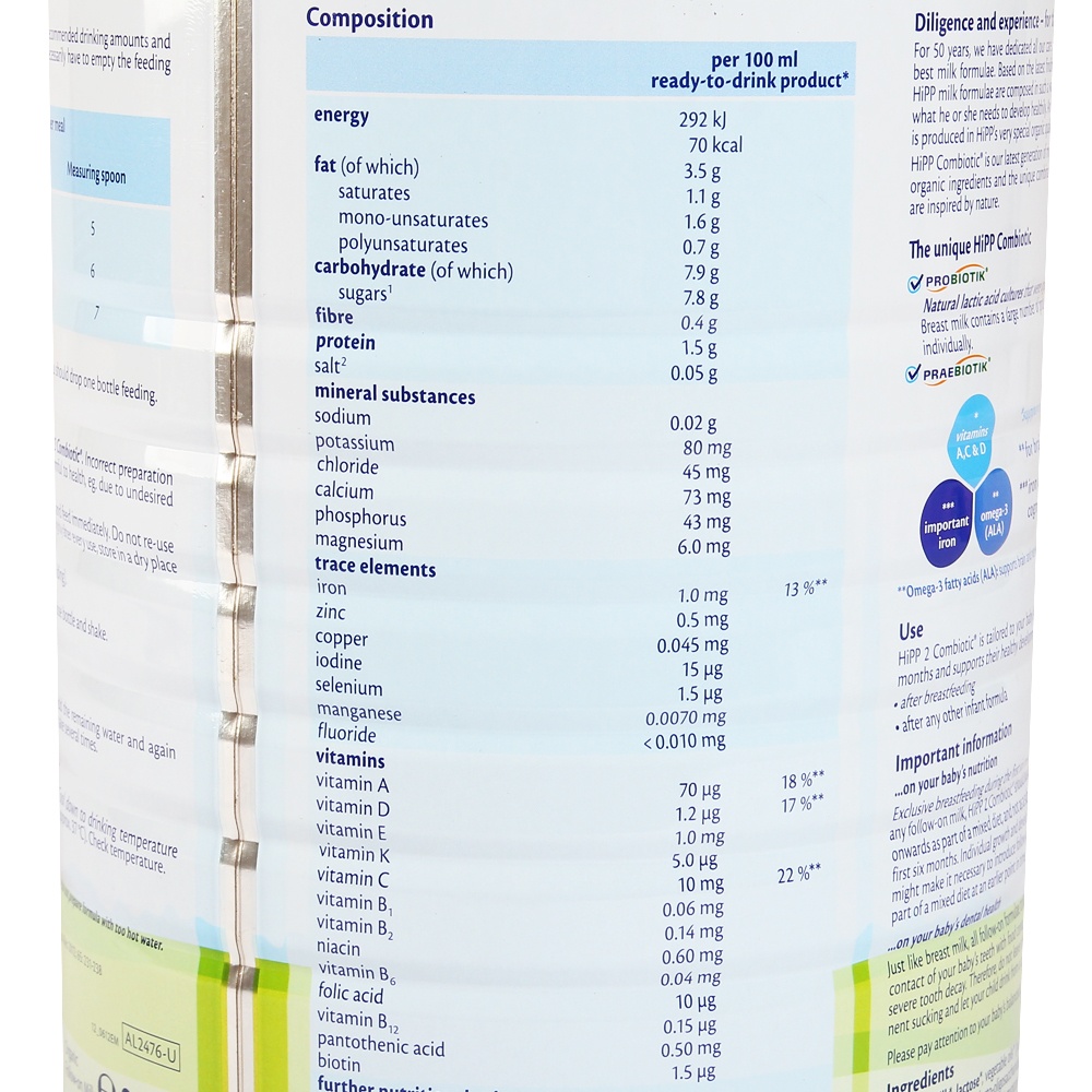 Sữa Hipp số 2 Combiotic Organic 800g (>6 tháng) hình 1