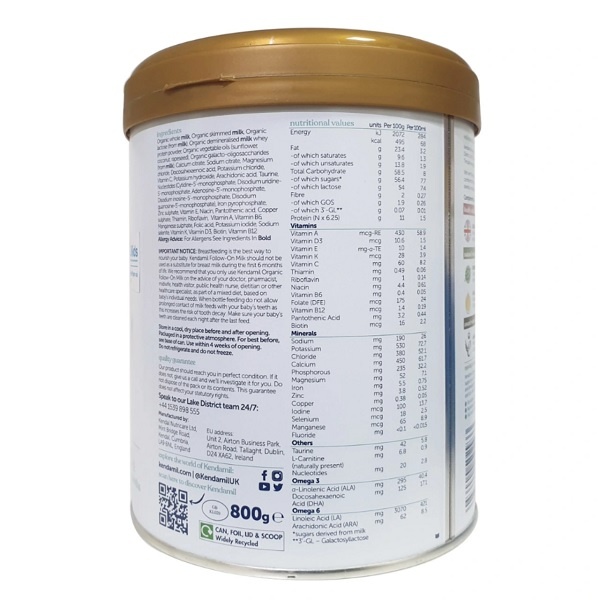 Sữa Kendamil Organic số 2 800g hình 2