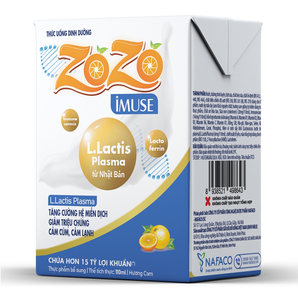 Sữa dinh dưỡng ZOZO IMUSE vị cam 110ml hình 1