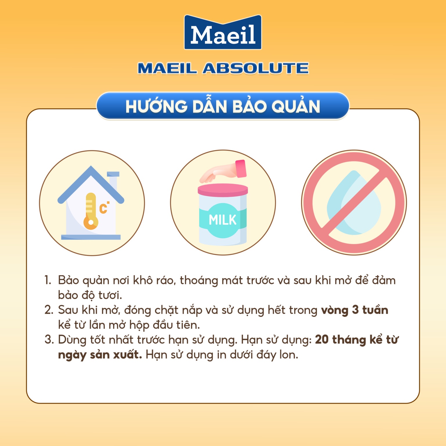Hướng dẫn cách bảo quản sữa Maeil Absolute số 2