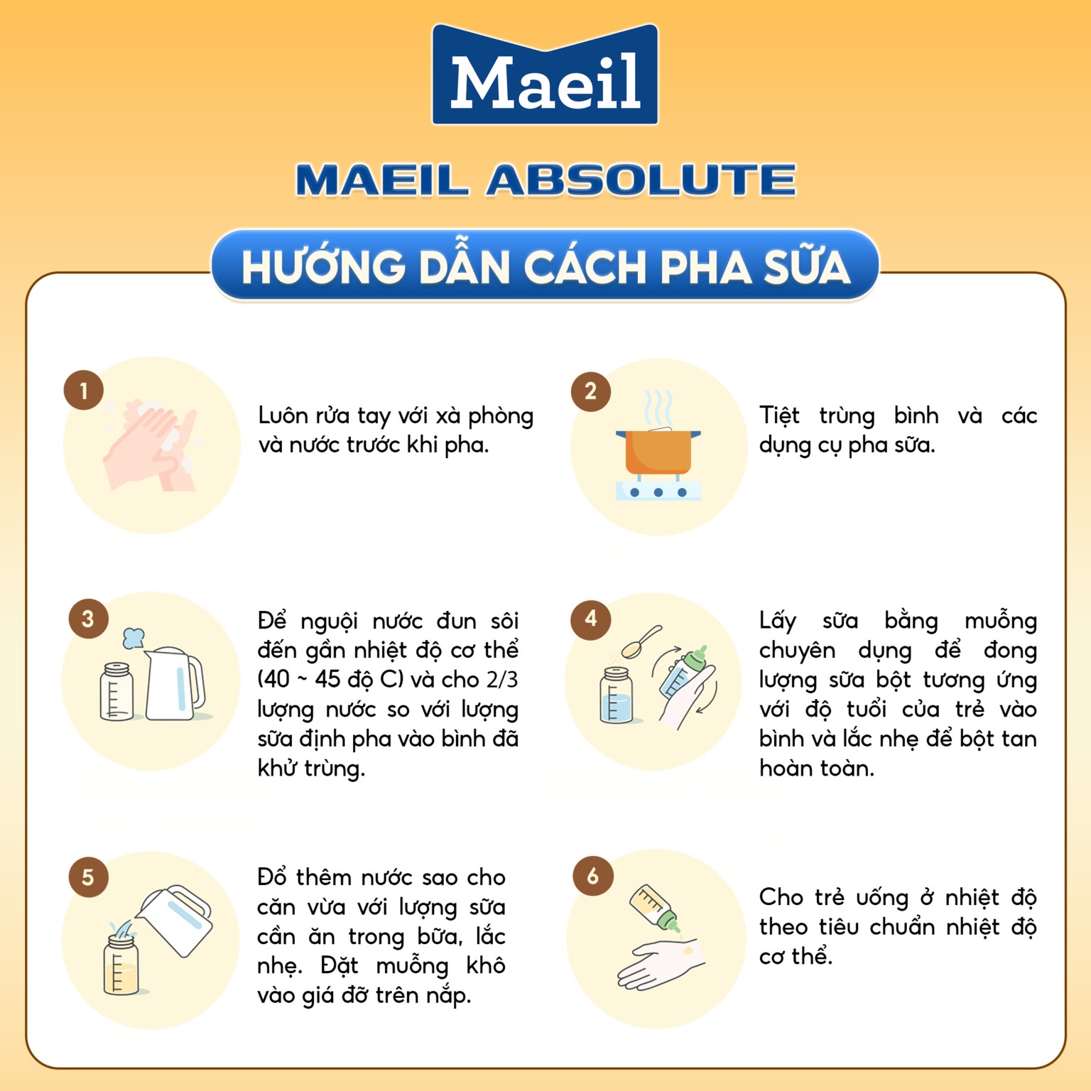 Hướng dẫn cách pha sữa Maeil Absolute