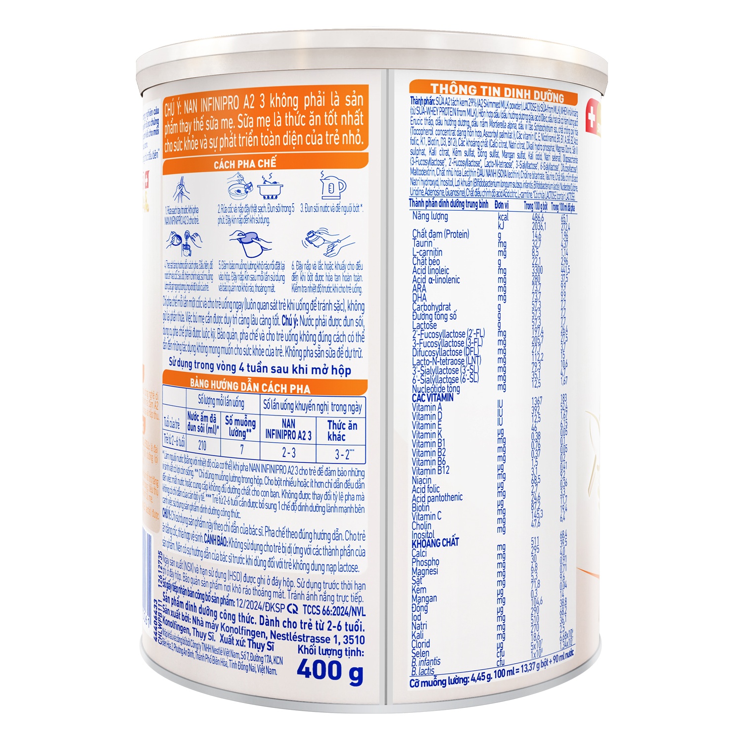 Sữa Nan Infinipro A2 6HMO số 3 400g cho bé 2-6 tuổi hình 3