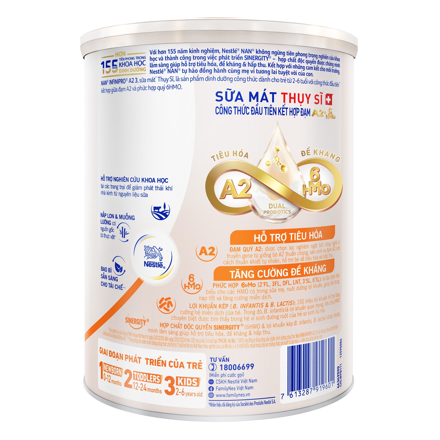 Sữa Nan Infinipro A2 6HMO số 3 800g cho bé 2-6 tuổi hình 2