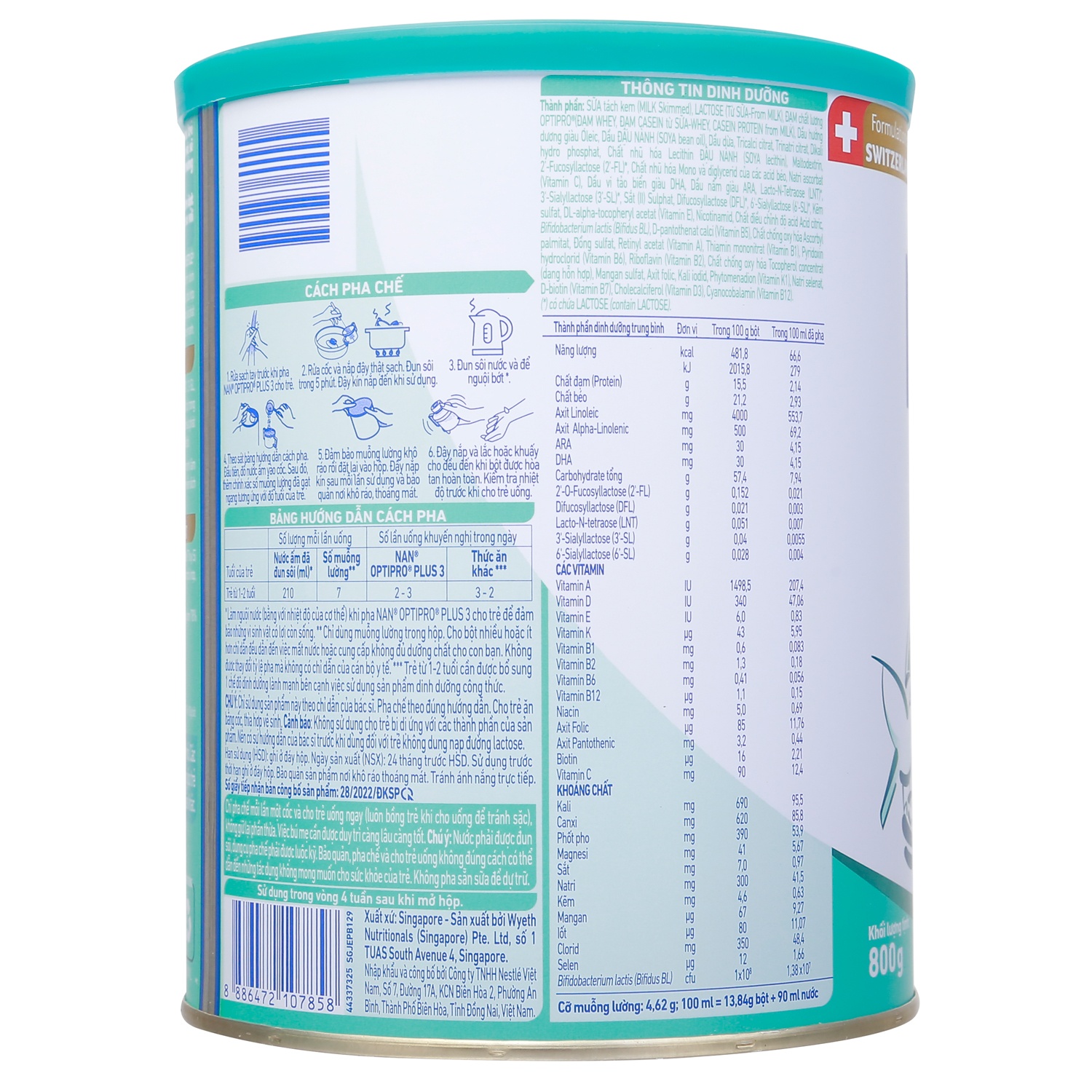 Sữa Nan Optipro Plus Số 3 5HMO 800g cho bé từ 1-2 tuổi hình 2