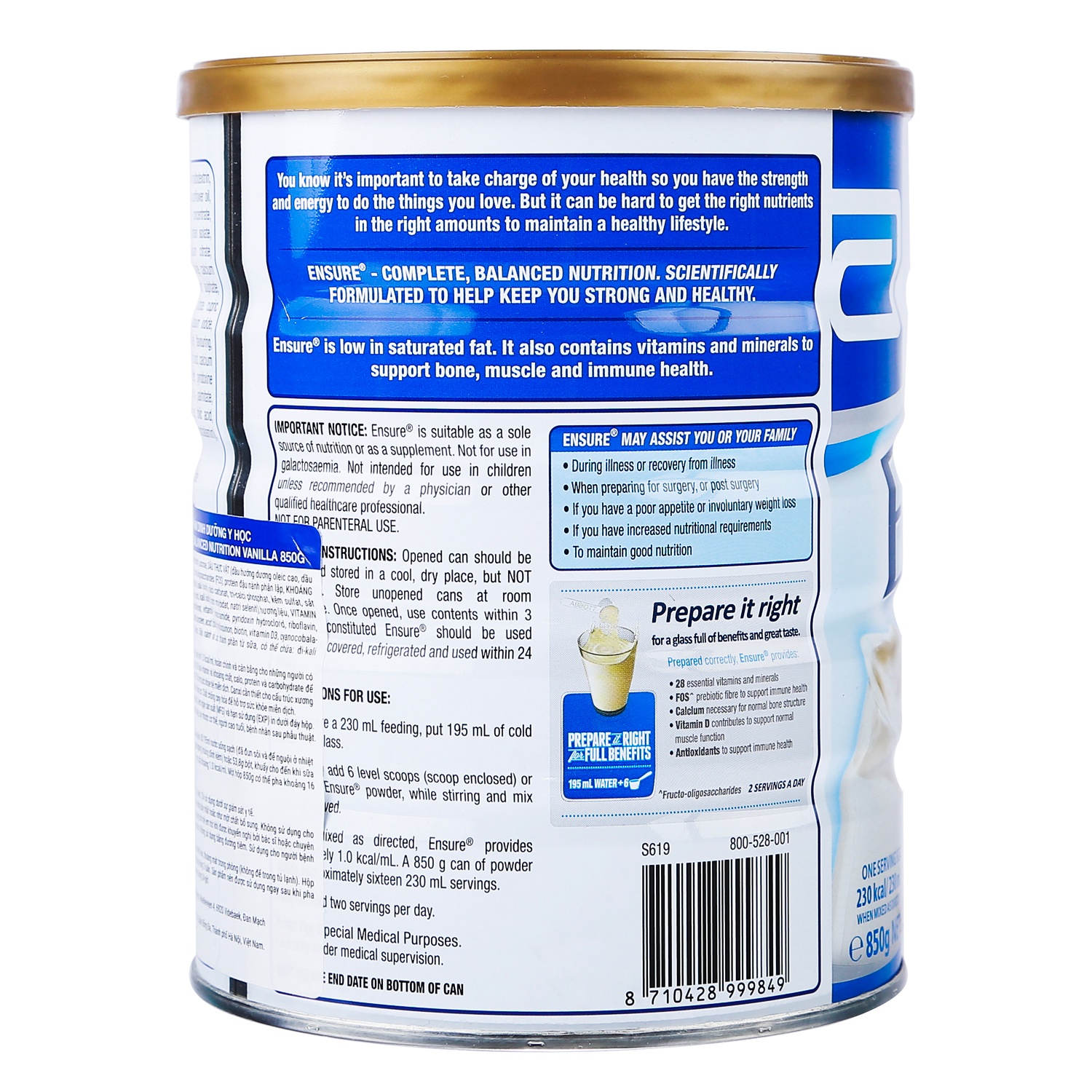 Sữa Ensure Úc hương Vanilla 850g hình 4