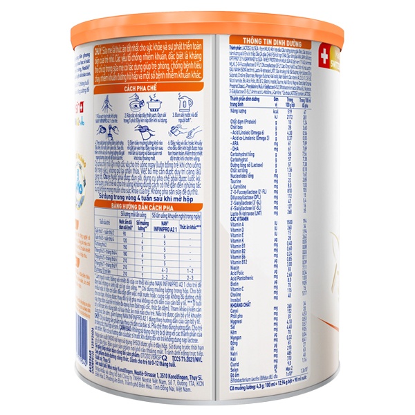 Thành phần chính của sữa Nan InfiniPro A2 số 1