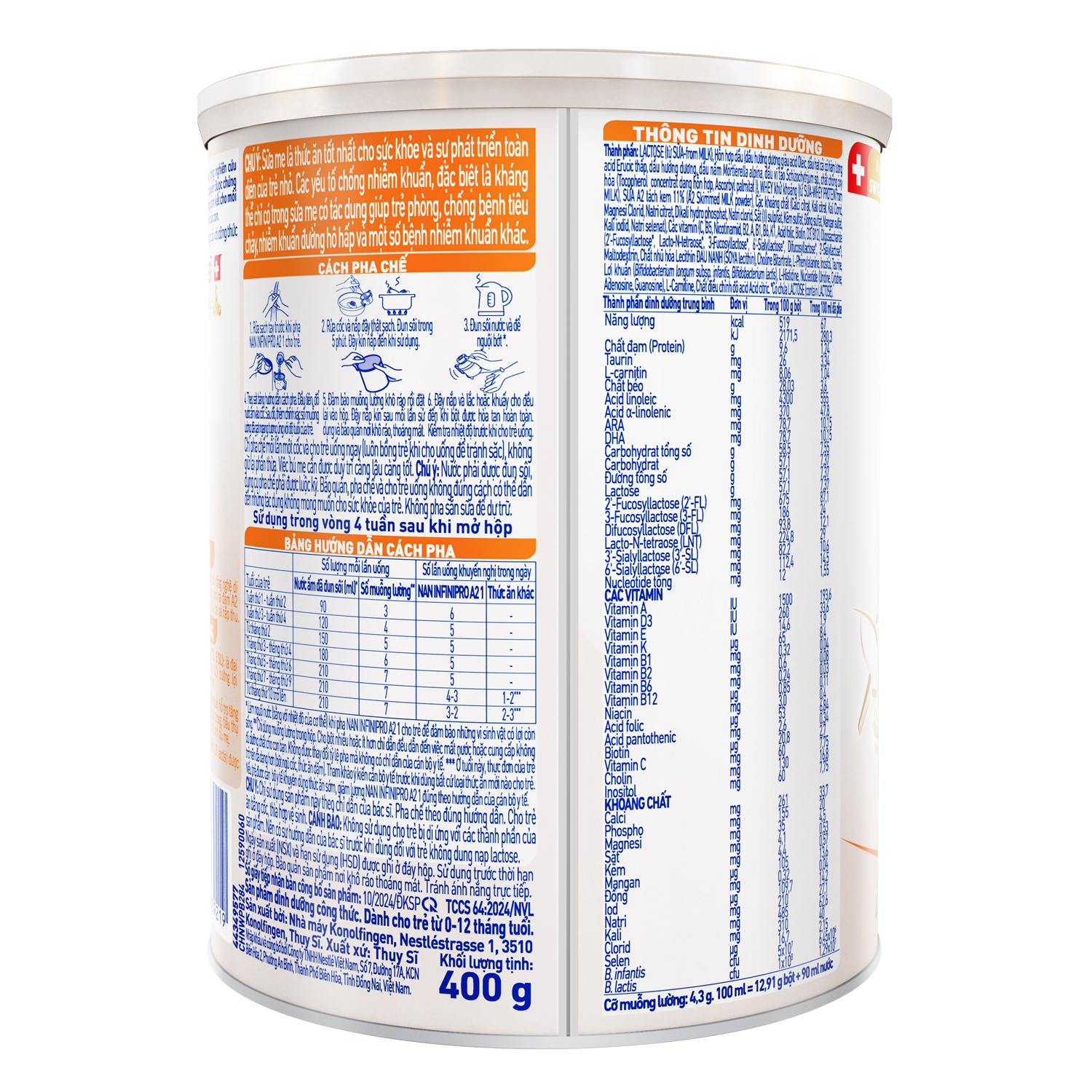 Sữa Nan InfiniPro A2 6HMO số 1 400g cho bé 0-12 tháng tuổi hình 2