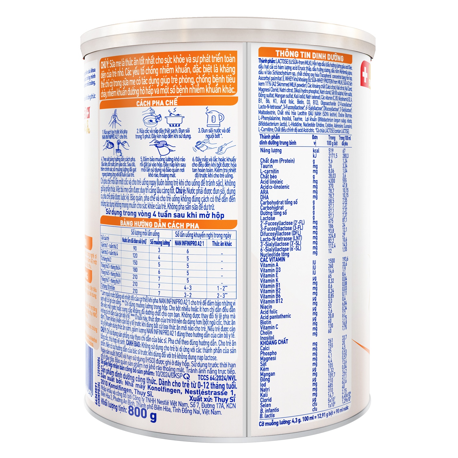 Sữa Nan InfiniPro A2 6HMO số 1 800g cho bé 0-12 tháng tuổi hình 2