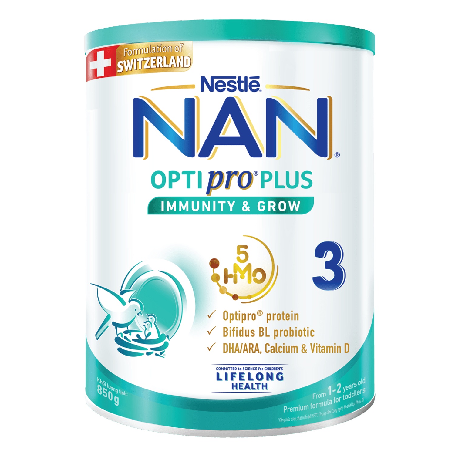 Sữa Nan Optipro Plus số 3 5HMO 850g cho bé 1-2 tuổi hình 1