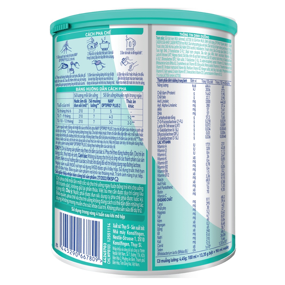 Sữa Nan Optipro Plus số 2 5HMO 400g cho bé 6-12 tháng tuổi hình 2
