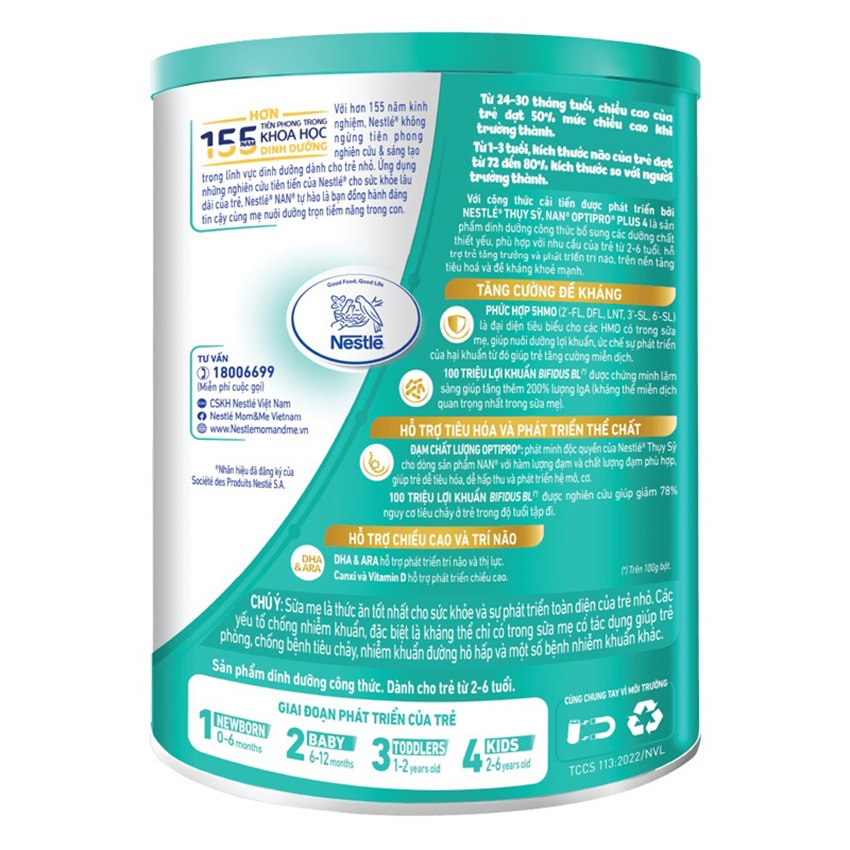Sữa Nan Optipro Plus số 4 5HMO 800g cho bé 2-6 tuổi hình 3