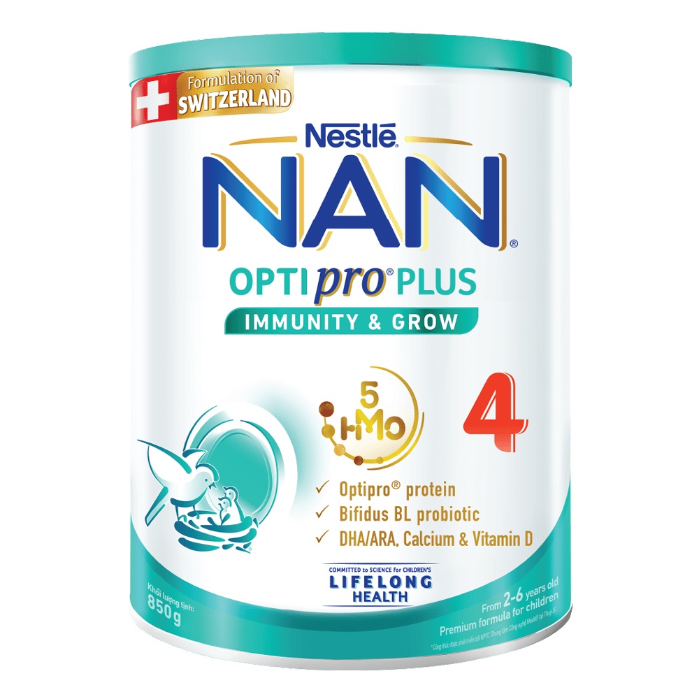 Sữa Nan Optipro Plus số 4 5HMO 850g cho bé 2-6 tuổi hình 1