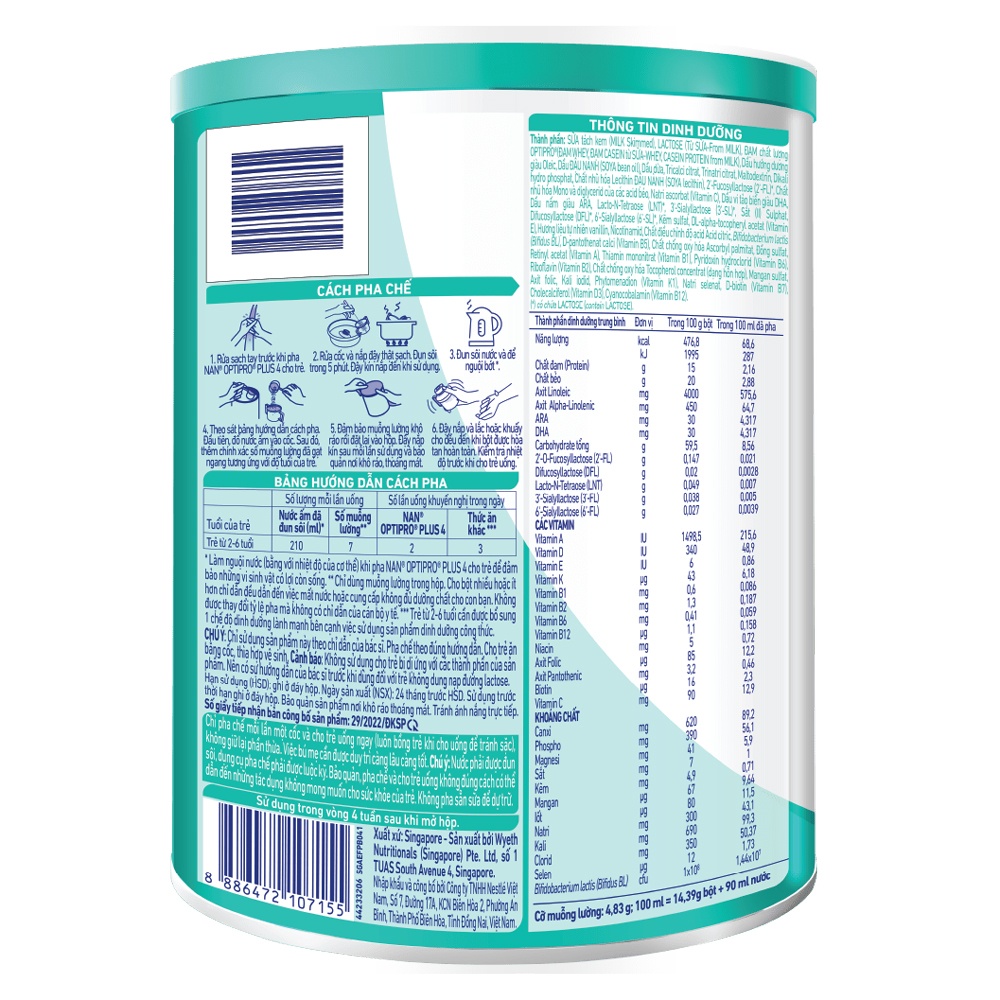 Sữa Nan Optipro Plus số 4 5HMO 850g cho bé 2-6 tuổi hình 2