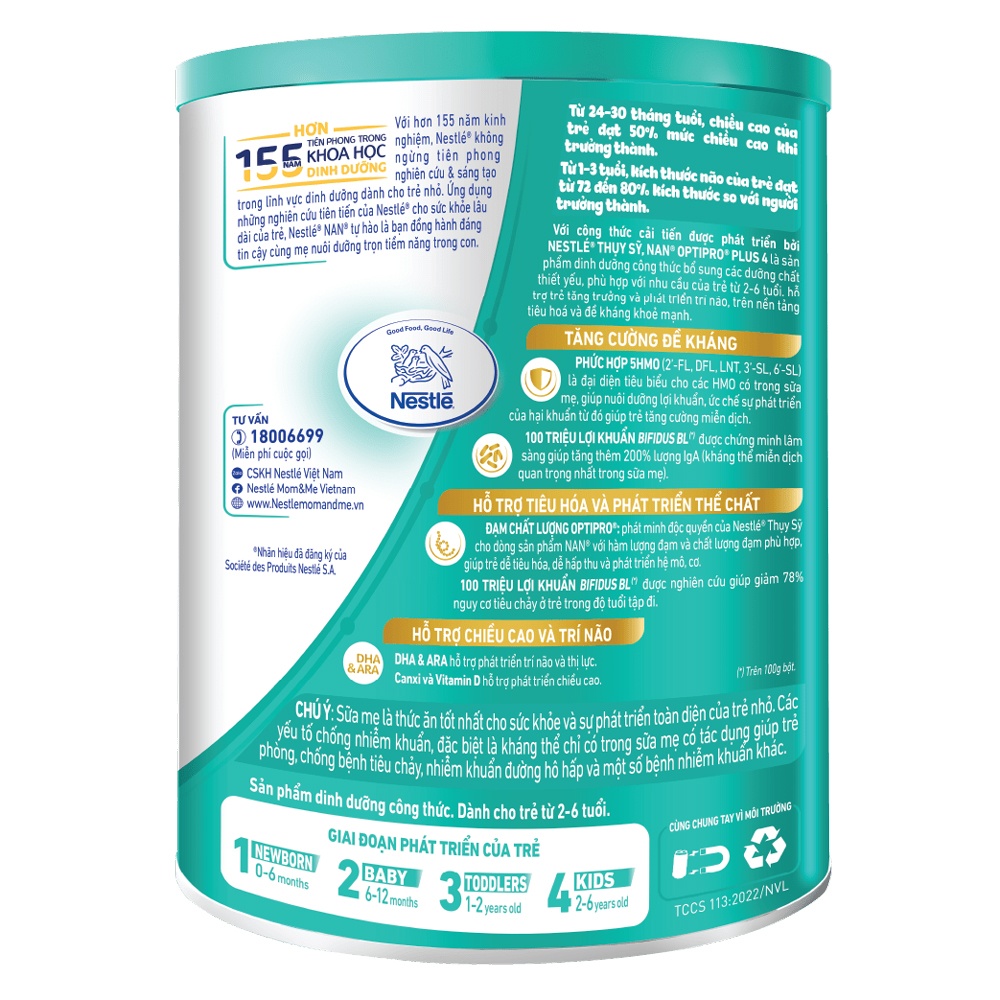 Sữa Nan Optipro Plus số 4 5HMO 850g cho bé 2-6 tuổi hình 3