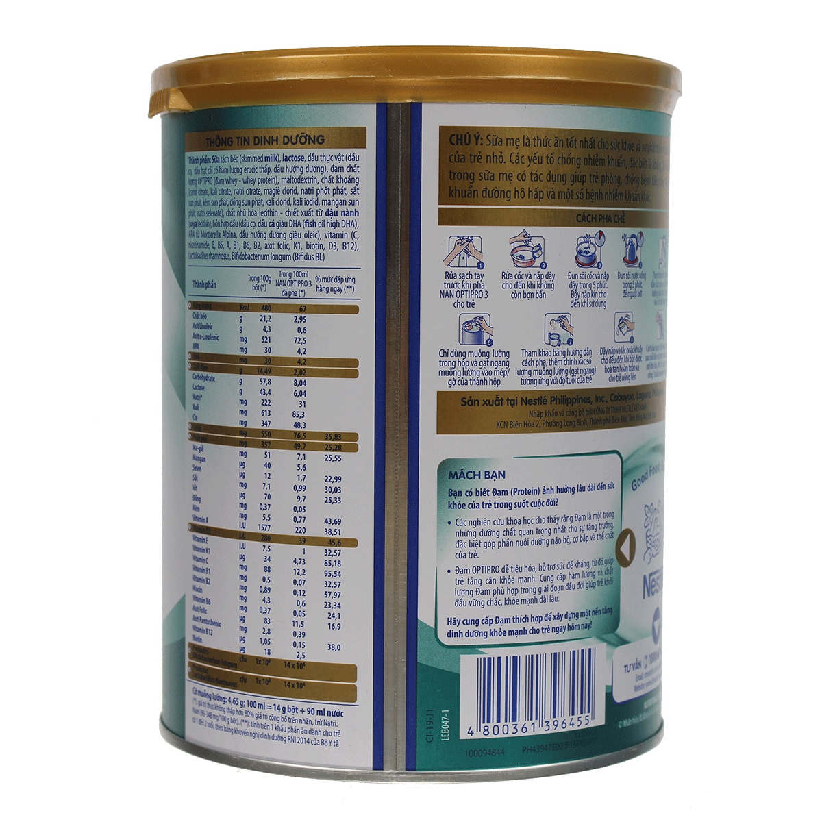 Sữa Nan Optipro 3 900g (1 - 2 tuổi) hình 2