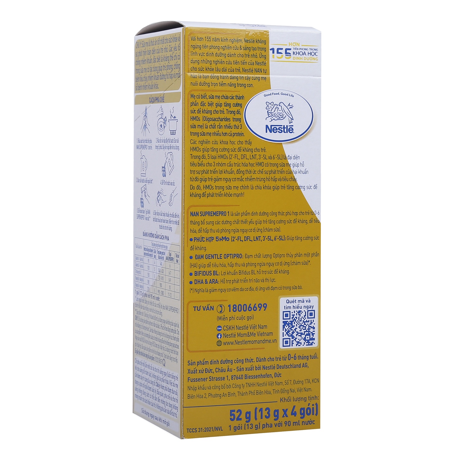 Sữa Nan Supreme Pro số 1 5-HMO hộp giấy 4*13g (0-6M) hình 2