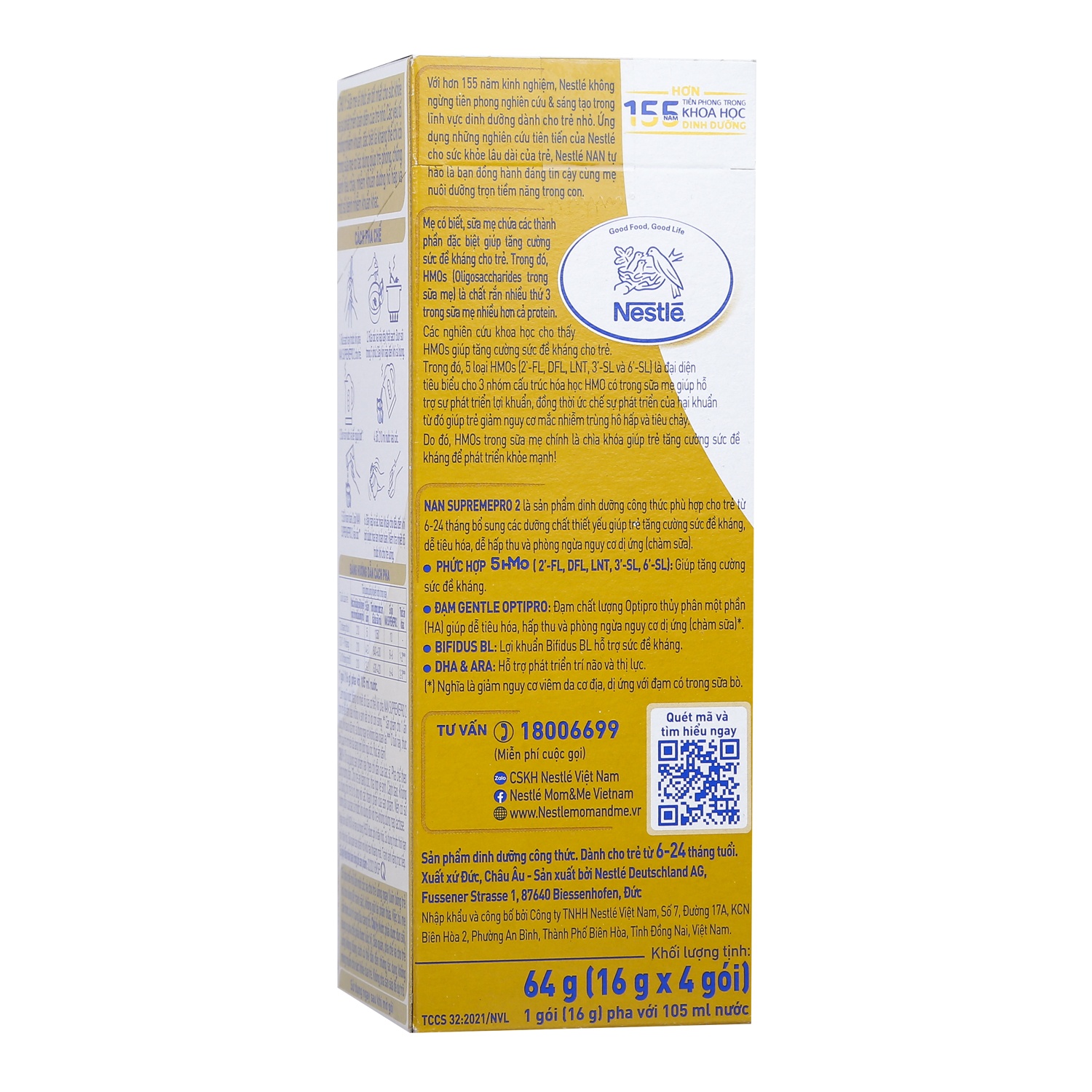 Sữa Nan Supreme Pro số 2 5-HMO hộp giấy 4*16g (6-24M) hình 3