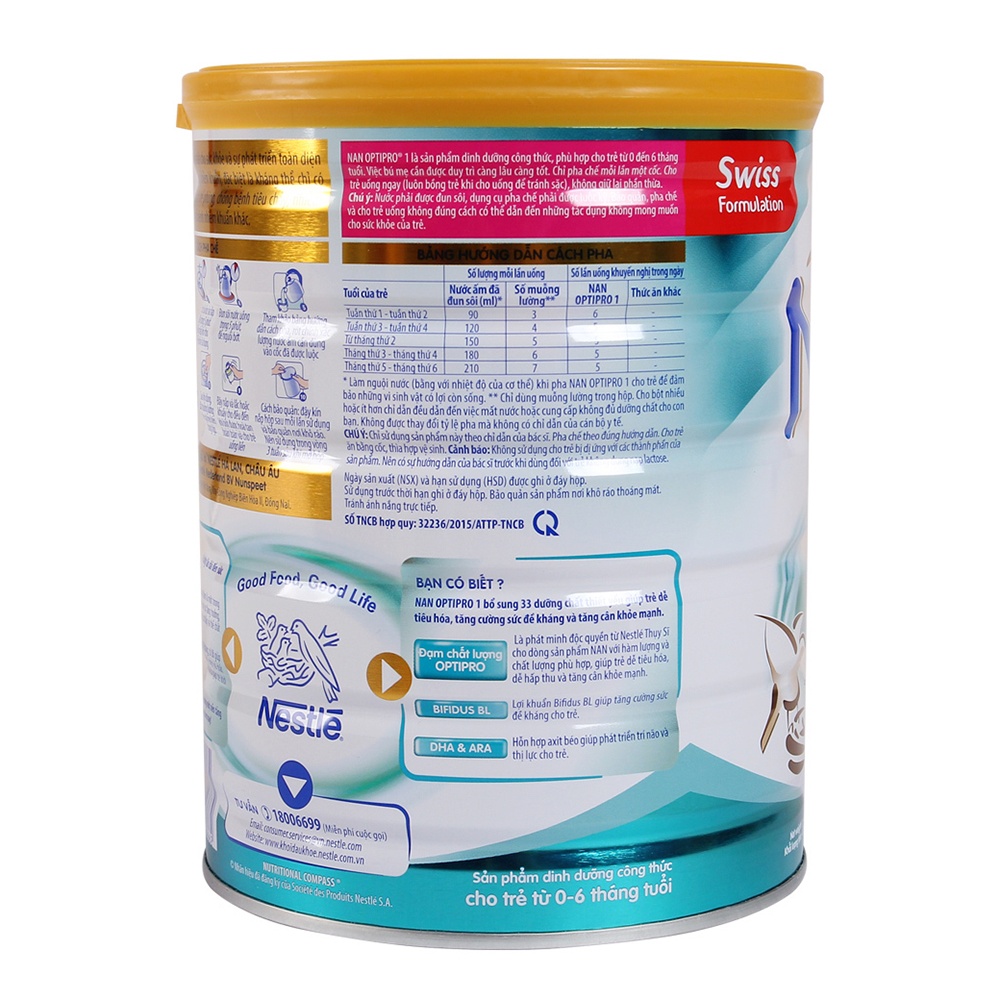 Công thức pha sữa Nestle Nan Pro số 1 hộp 800gr Sữa Nan Optipro 1 800g (0 - 6 tháng) hình 5