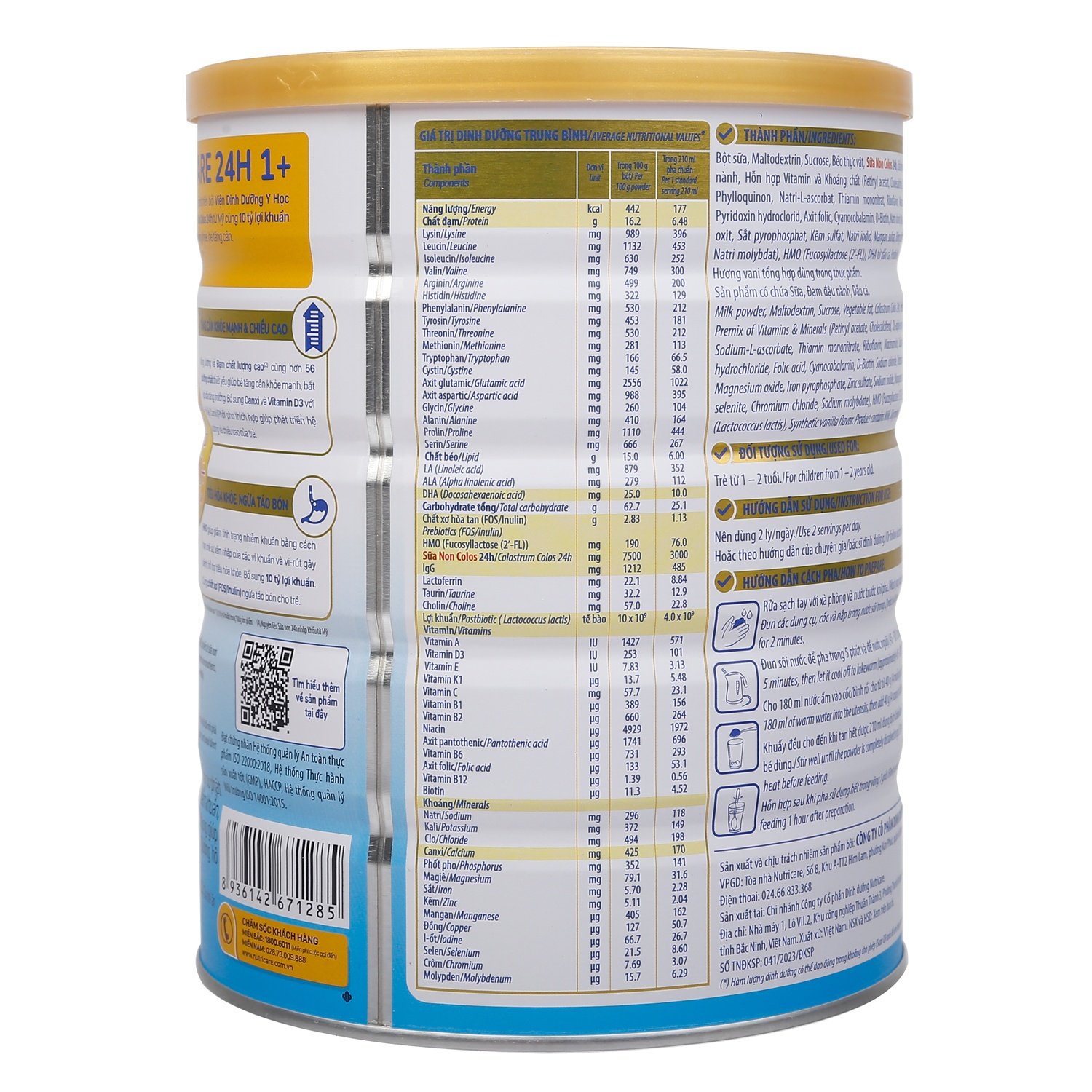 Sữa bột ColosCare 24h 1+ 800g dành cho bé từ 1-2 tuổi hình 4