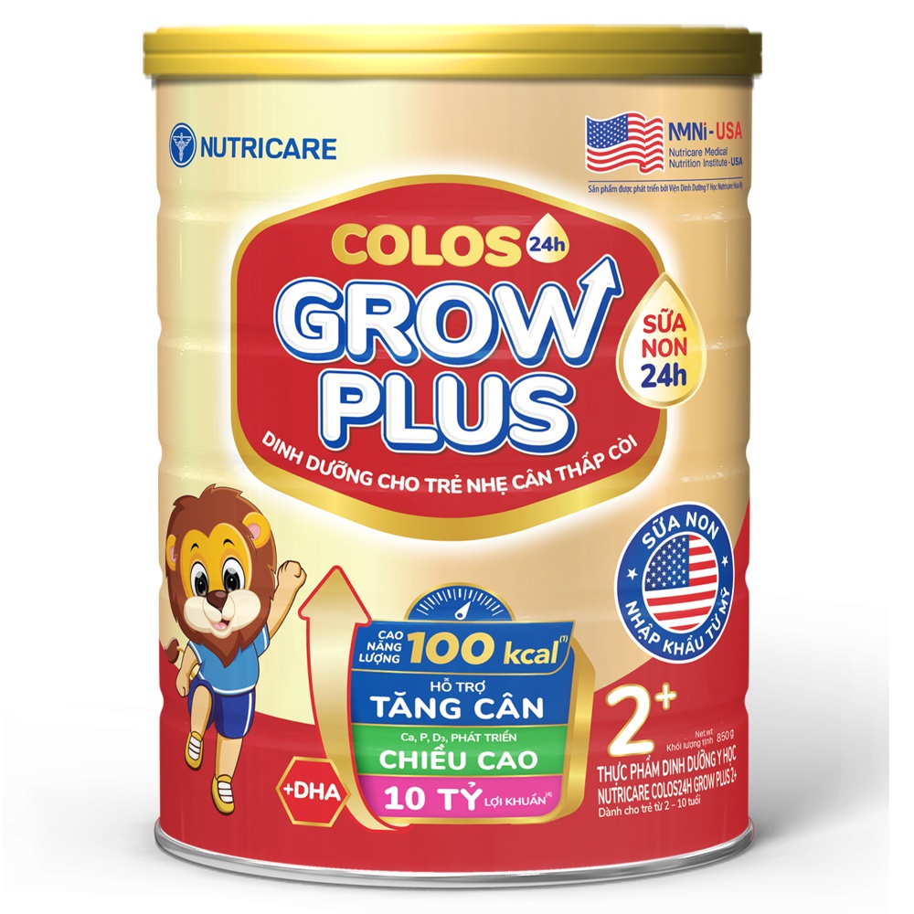 Sữa bột Nutricare Colos 24h Grow Plus 2+ 850g