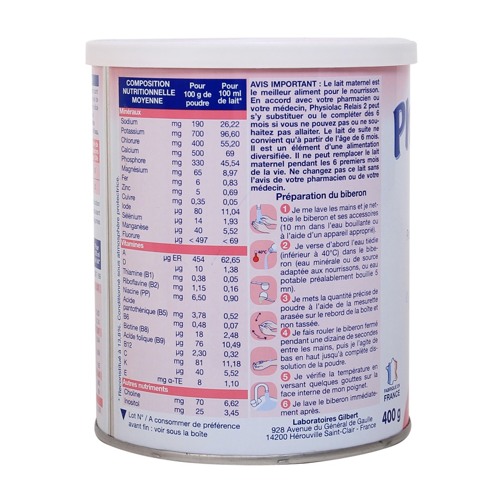 Sữa Physiolac số 2 400g (6 - 12 tháng) hình 2