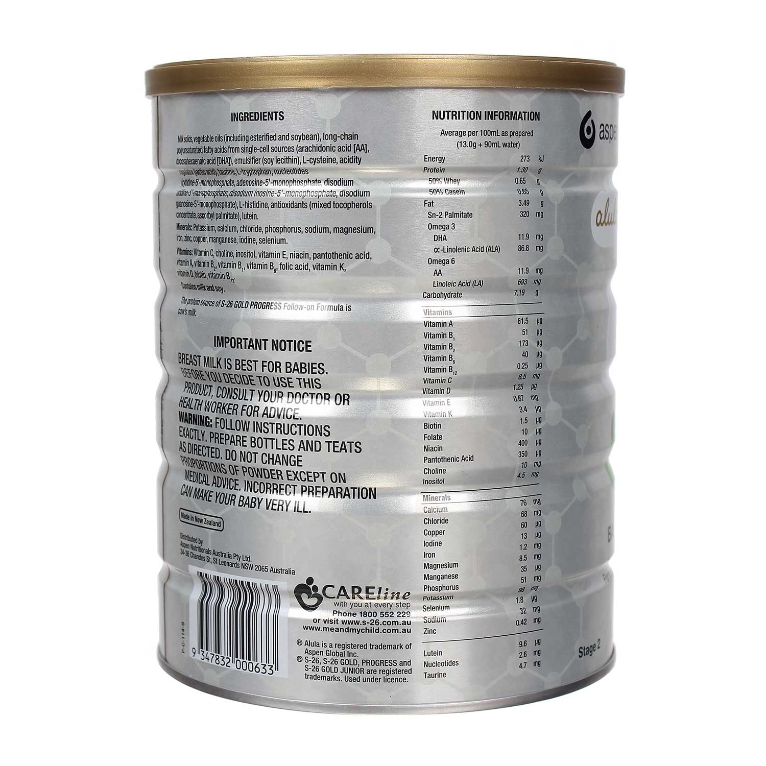 Sữa bột S26 số 2 Gold Progress 900g cho bé 6M-12M hình 2