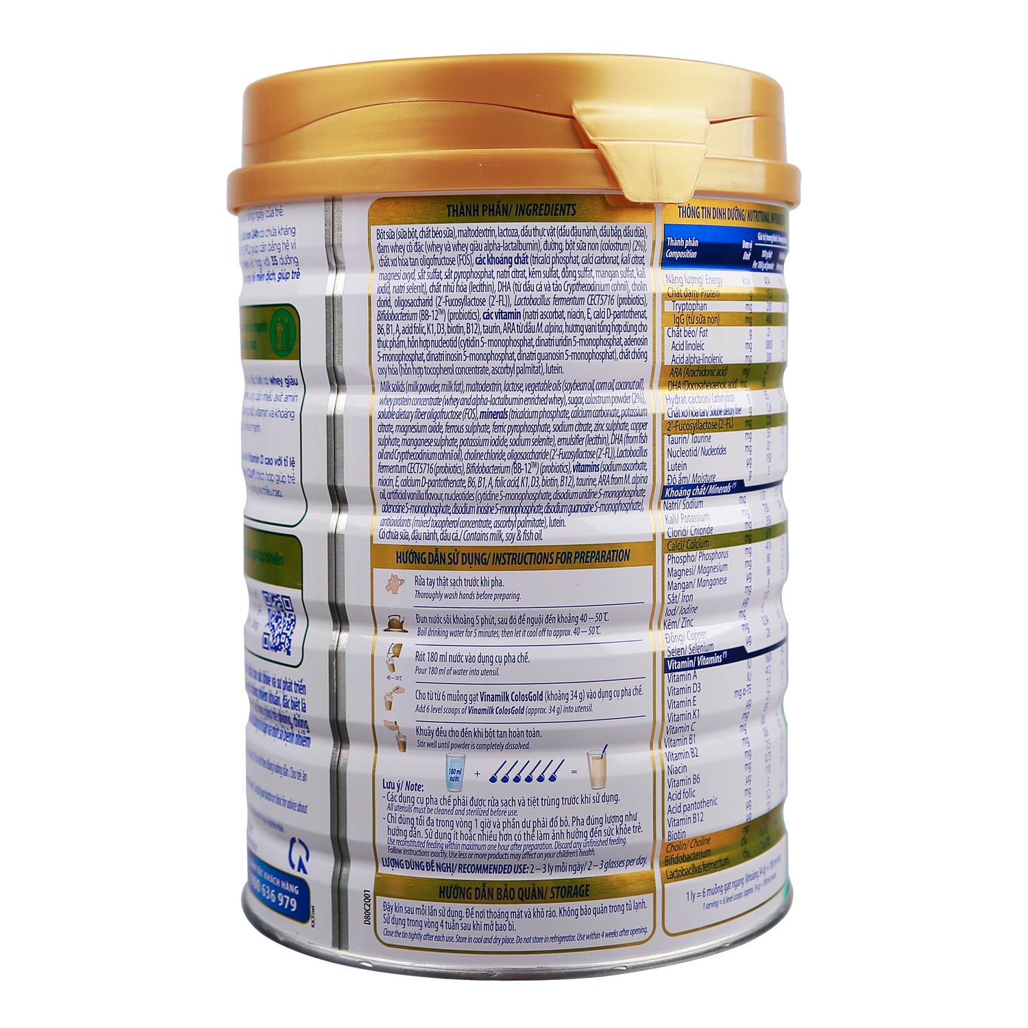 Sữa bột Vinamilk ColosGold số 2 800g cho bé từ 1-2 tuổi hình 3