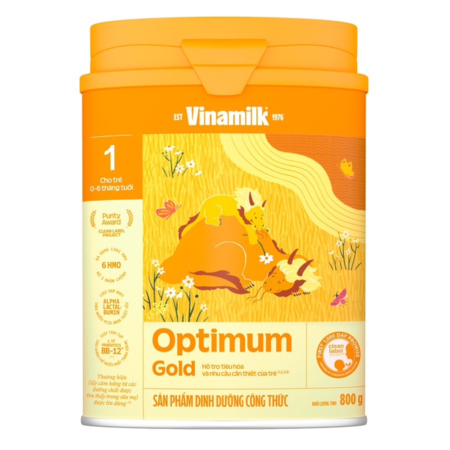 Sữa bột Vinamilk Optimum Gold 1 lon 800g (0 - 6 tháng) hình 1