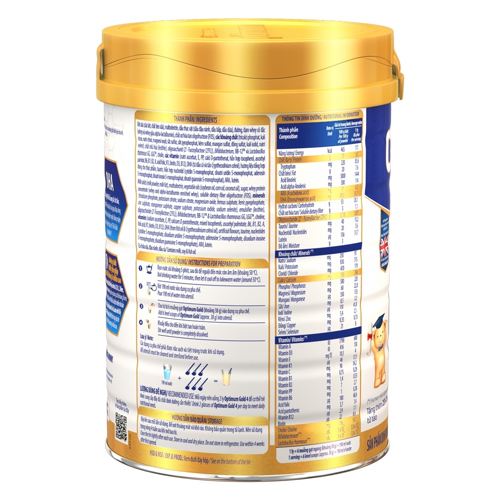 Sữa Vinamilk Optimum Gold 4 850g cho bé 2-6 tuổi hình 3