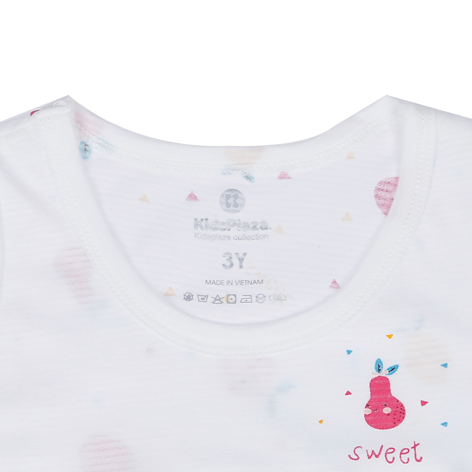 Bộ quần áo ba lỗ bé gái Kidsplaza kẻ phối in hình quả M21H (Trắng) hình 3