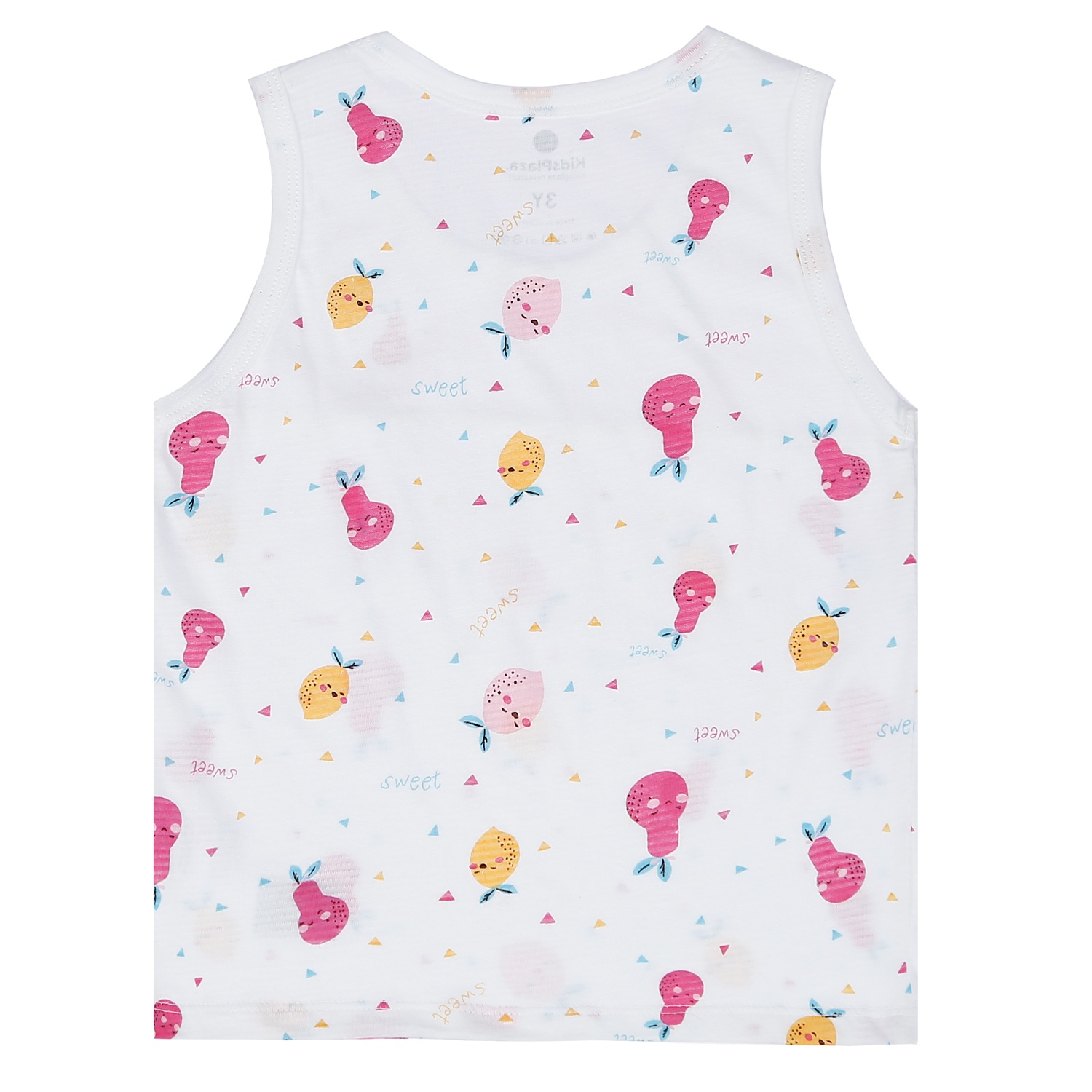 Bộ quần áo ba lỗ bé gái Kidsplaza kẻ phối in hình quả M21H (Trắng) hình 4